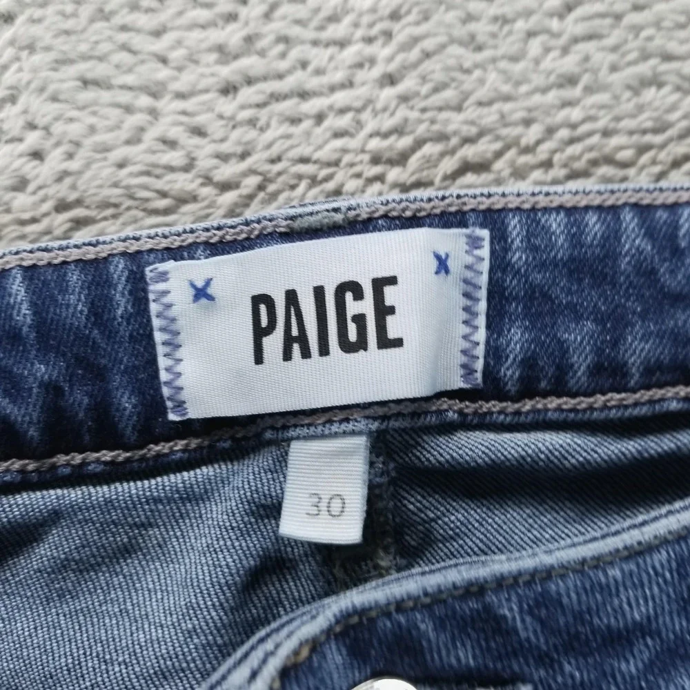 Paige Jeans Womens 30 Blue Colette Crop Flare Mid Rise Raw Fringe Stretch - Picture 3 of 10